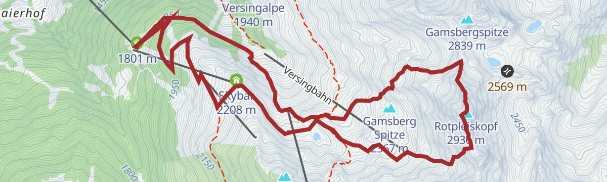 Route map: S.3.: Rotpleiskopfüberschreitung über Ascherhütte